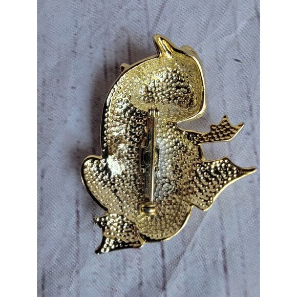 Frog Brooch Pin Enamel Gold Tone Pink Vintage Retro Unbranded Amphibian - Picture 5 of 6